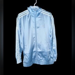 NEW Blue Adidas Satin Ruffle Track Jacket NWT